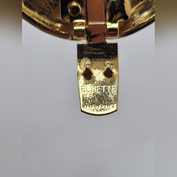 RARE FIND Bluette Made in France VINTAGE Signature Shoe Clips Black Oval Rosette - Picture 3 of 6